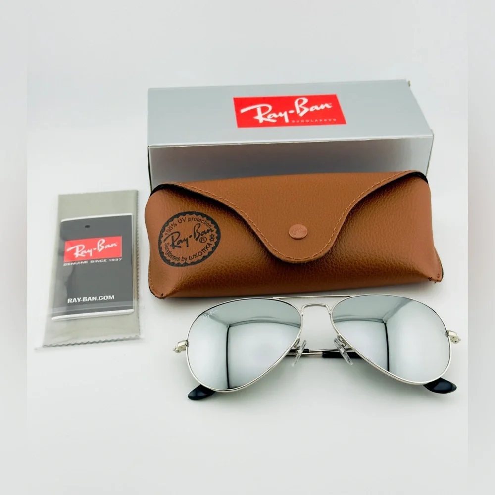 Ray-Ban Aviator Mirror Sunglasses RB3025 Silver Frame with Silver Mirror Lenses